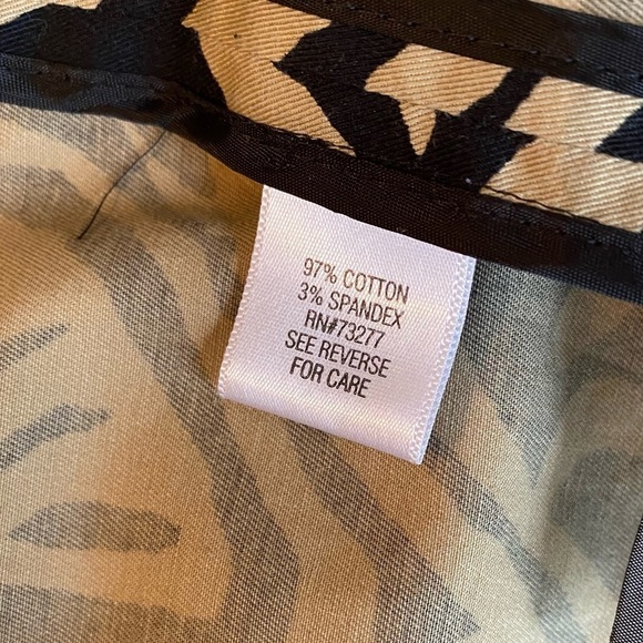 Dana Buchman Double Breasted Animal Print Tan Black Trench Coat - M - Picture 5 of 16